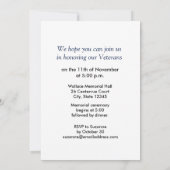 退役軍人日イベント招待状、赤のフラグ、Wh 招待状 (裏面)