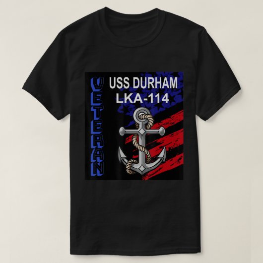 退役軍人日水陸両用貨物船USS Durham LKA- Tシャツ (デザイン正面)