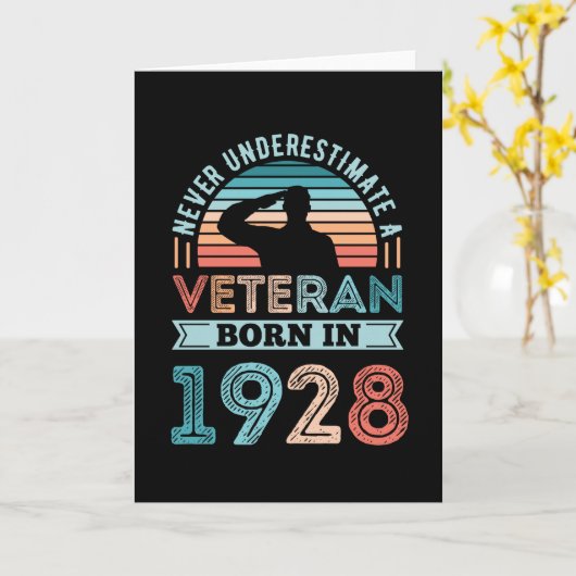 退役軍人生まれ1928 100番目の誕生日軍隊ギフト カード (黄色い花)