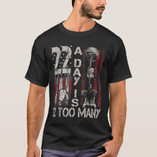 退役軍人自殺認識度リボン22日は22対 Tシャツ