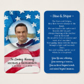 退役軍人葬儀祈りの言葉カード写真アメリカ国旗 (正面&裏面)