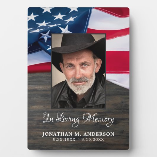 退役軍人記念軍隊写真アメリカ国旗 フォトプラーク (正面)