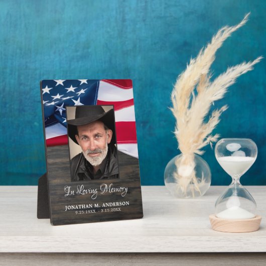 退役軍人記念軍隊写真アメリカ国旗 フォトプラーク (側面)