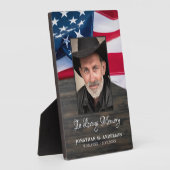 退役軍人記念軍隊写真アメリカ国旗 フォトプラーク (側面)