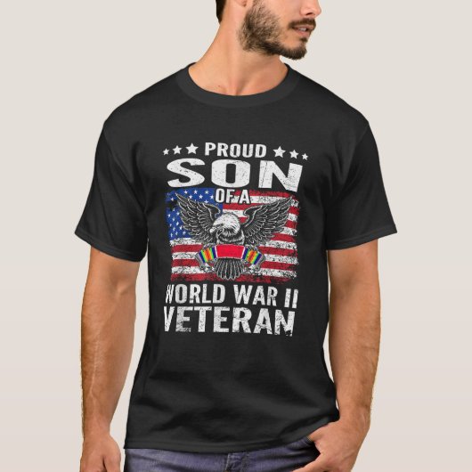 退役軍人誇りを持った大戦の息子2アメリカの獣医パパ Tシャツ (正面)