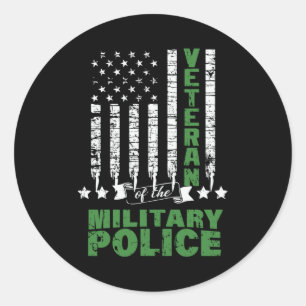 退役軍人軍隊警察 – 米国国旗 ラウンドシール