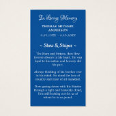 退役軍人追悼式祈りの言葉カードUSA国旗 (裏面)