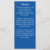 退役軍人追悼祈りの言葉しおりカード メニュー (裏面)