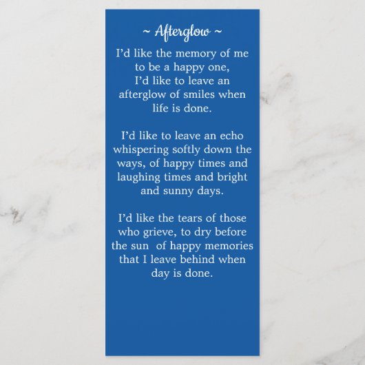 退役軍人追悼祈りの言葉しおりカード メニュー (裏面)