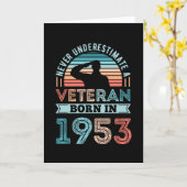 退役軍人1953 70生まれ番目の誕生日軍隊ギフト カード (黄色い花)