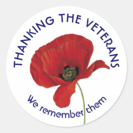 退役軍人 |ありがとうございます |覚えている | Poppy ラウンドシール