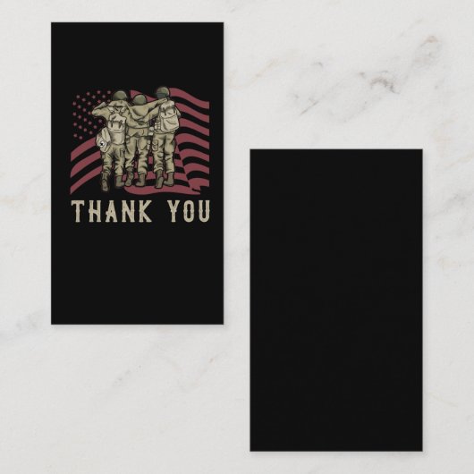 退役軍人・アメリカ誇りを持った国旗の兵士ありがとう 名刺 (正面/裏面)