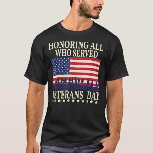 退役軍人・デイ・アメリカ国旗に仕えたすべての名誉を守る Tシャツ (正面)