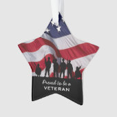 退役軍人-兵士のシルエット--があること誇りを持った オーナメント (正面)