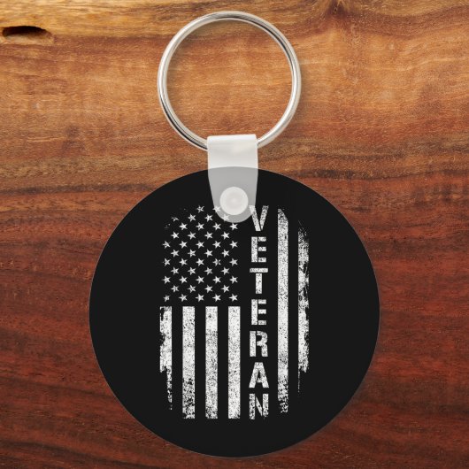 退役軍人Dの退役軍人誇りを持ったを持つ米国国旗 キーホルダー (正面)