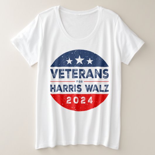 退役軍人for Harris 2024 Kamala Harris Tim Walz プラスサイズTシャツ (デザイン正面)