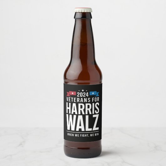 退役軍人for Harris Walz 2024 大統領の ビールラベル (正面)