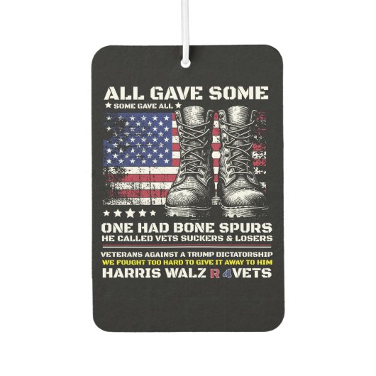 退役軍人Harris Walz 2024 カーエアーフレッシュナー (正面)