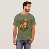 退役陸軍のデザインに旗と鷲のマーク Tシャツ (正面フル)