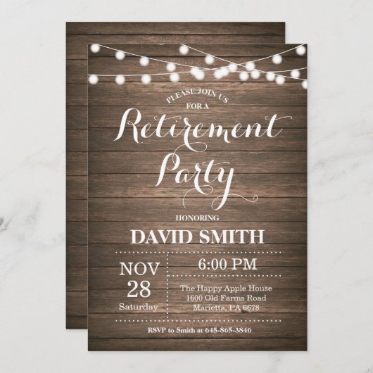 退素朴職パーティの招待状 招待状 (正面/裏面)