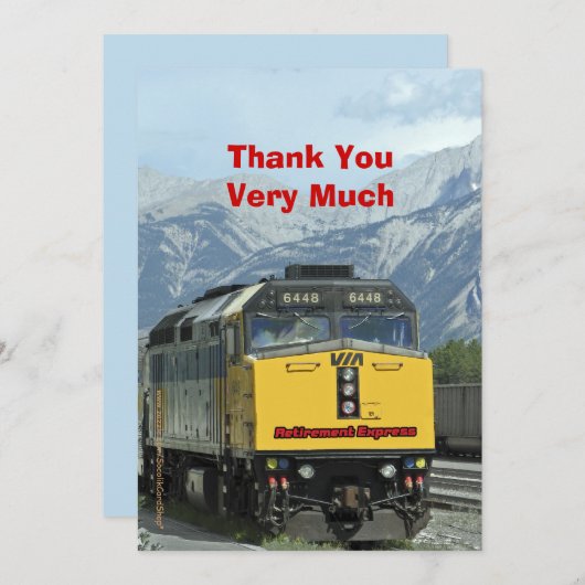 退職ありがとう、黄色い鉄道 サンキューカード (正面/裏面)