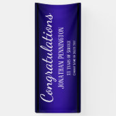 退職おめでとうございます勤続年数の青 横断幕 (縦)