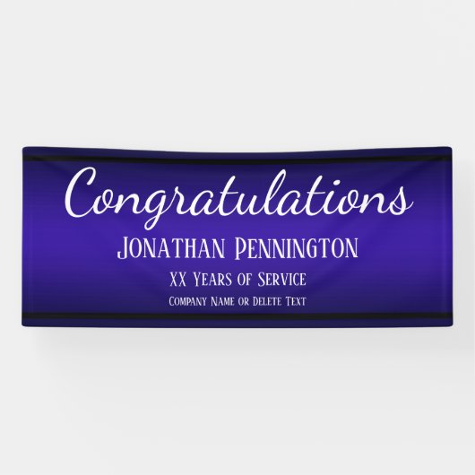 退職おめでとうございます勤続年数の青 横断幕 (横)