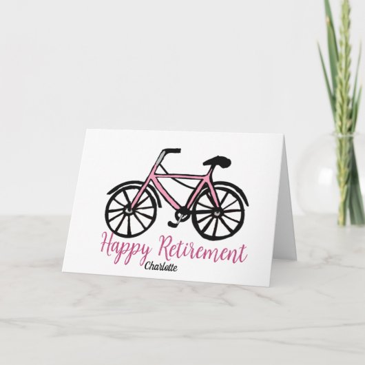 退職おめでとうピンク自転車カード カード (正面)