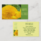 退職おめでとう ビジネスカード 黄緑の花 (正面/裏面)