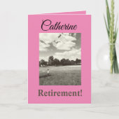 退職おめでとう!前向きな少女のポジティブな願い カード (正面)