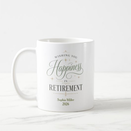 退職おめでとう 名前入りギフト コーヒーマグカップ (左)