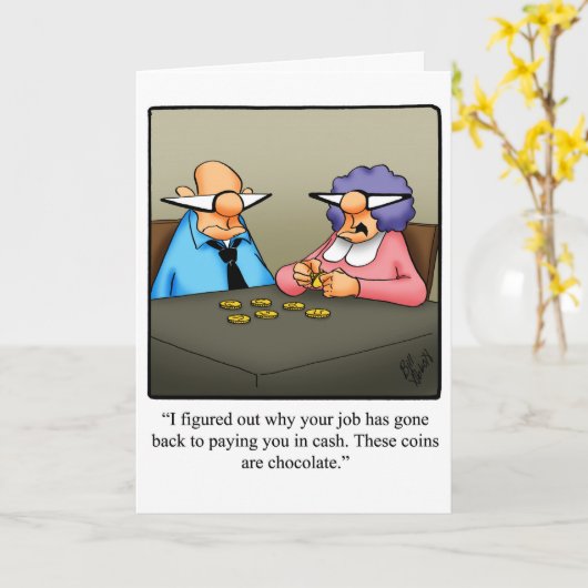 退職おもしろいおめでとうあいさつカード カード (黄色い花)