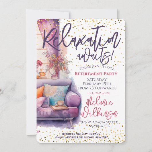 退職おもしろいくつろぎパーティー 招待状 (正面)