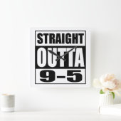 退職おもしろいギフトストレートOutta 9-5 スクエア壁時計 (ホーム)