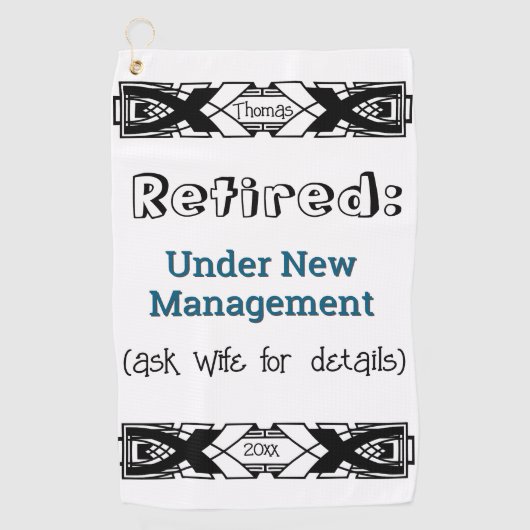 退職おもしろいジョークもはや仕事のお祝い ゴルフタオル (正面)