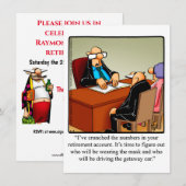 退職おもしろいパーティの招待状 招待状 (正面/裏面)