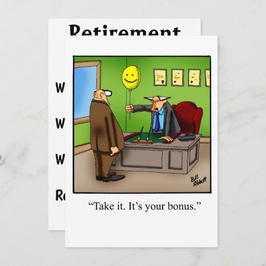 退職おもしろいパーティの招待状 招待状 (正面/裏面)