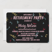 退職おもしろいパーティーアンティーク車ピンク 招待状 (裏面)