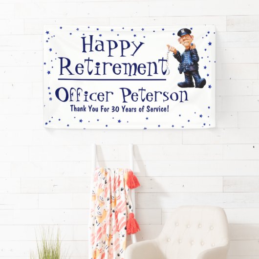 退職おもしろいパーティー警察官署 横断幕 (インサイチュ)