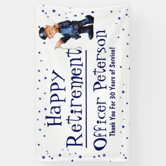 退職おもしろいパーティー警察官署 横断幕 (縦)