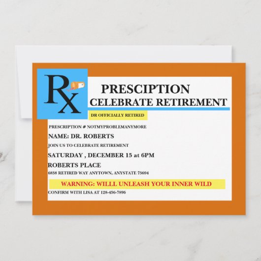 退職おもしろい招待状 |任意のお祝い 招待状 (正面)