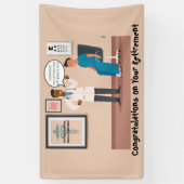 退職おもしろい祝いのバナー 横断幕 (縦)