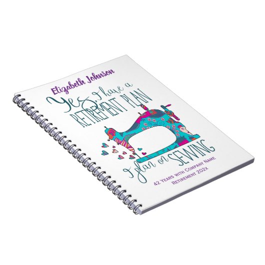 退職おもしろい裁縫計画引用文 ノートブック (右側)