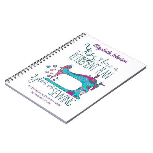 退職おもしろい裁縫計画引用文 ノートブック (左側)