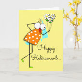 退職お洒落鳥デザイン カード (黄色い花)