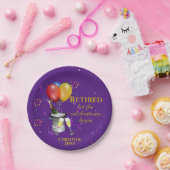 退職お祝いきらめくワインパープル ペーパープレート (パーティー)