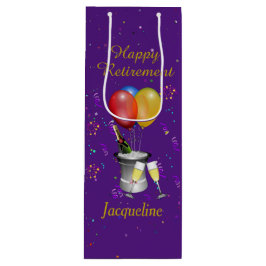 退職お祝いきらめくワインパープル ワインギフトバッグ