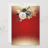 退職お祝いに 黒い花の紙吹雪 ワイングラス 赤 招待状 (裏面)