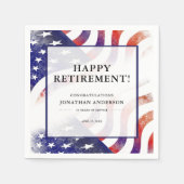 退職お祝いアメリカ国旗の背景 スタンダードカクテルナプキン (正面)