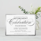 退職お祝いディナエレガントーシルバーブラック 招待状 (スタンド正面)